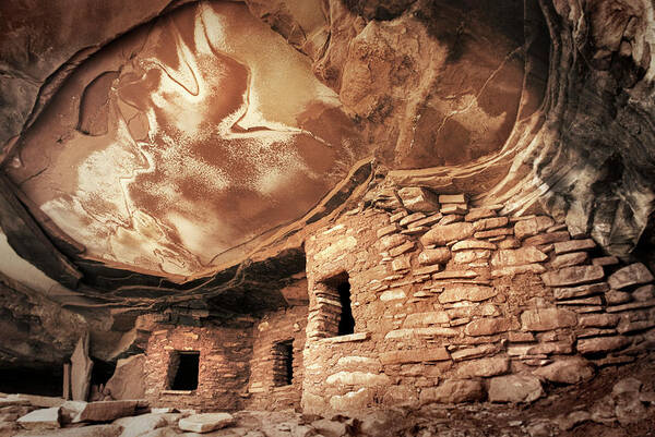 Stone Wall Art Print featuring the photograph Anasazi Ruins, Cedar Mesa Utah by Alan Majchrowicz