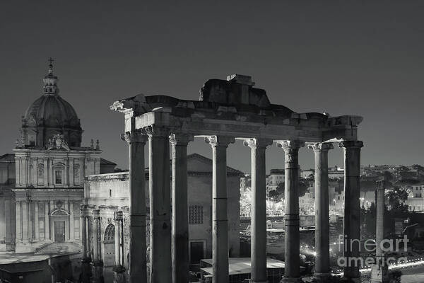 Panorama Art Print featuring the photograph Ancient Rome by Night by Stefano Senise