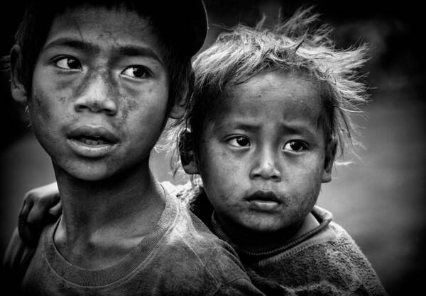 Portrait Art Print featuring the photograph Ann Tribe Children (myanmar) by Joxe Inazio Kuesta Garmendia