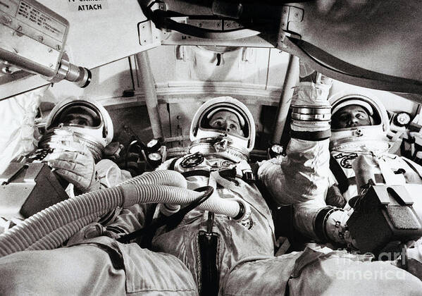 People Art Print featuring the photograph Apollo Astronauts Prepare In A Flight by Bettmann