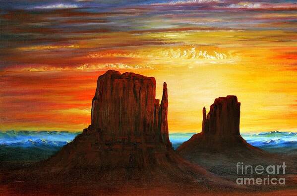 Sunset Art Print featuring the painting Arizona Sunset by Greg Moores