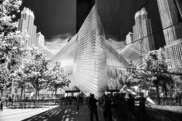Reflections Art Print featuring the photograph At the World Trade Center - A New York Impression by Steve Ember