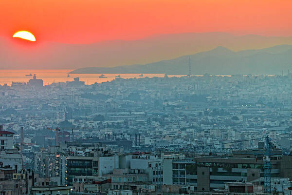 Apartment Art Print featuring the photograph Athens Sunset by Peeterv