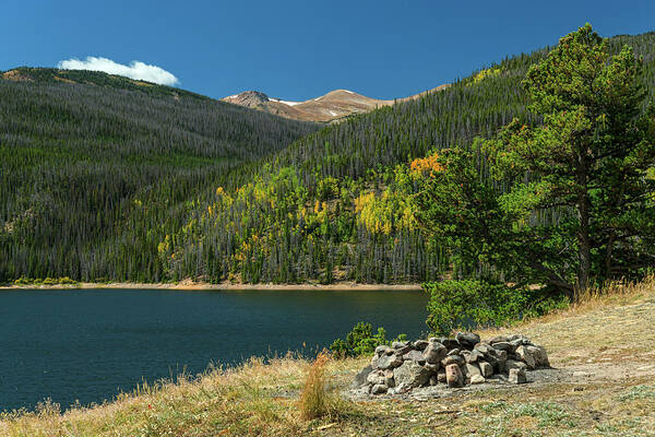 Chambers Lake Art Print featuring the photograph Autumn Camping Spot View by James BO Insogna