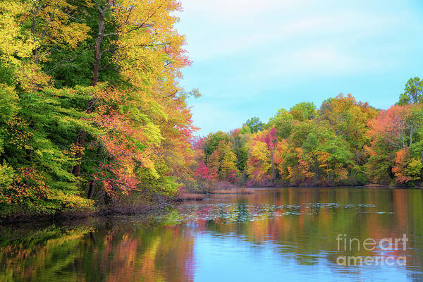 Davidsons Mill Pond Art Print featuring the photograph Autumn Colors in NJ by Michael Ver Sprill
