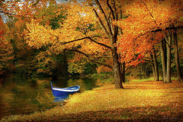 Autumn Art Print featuring the photograph Autumn - My favorite fishing spot by Mike Savad