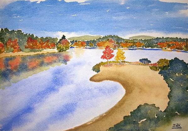 Watercolor Art Print featuring the painting Autumn Shore Lore by John Klobucher