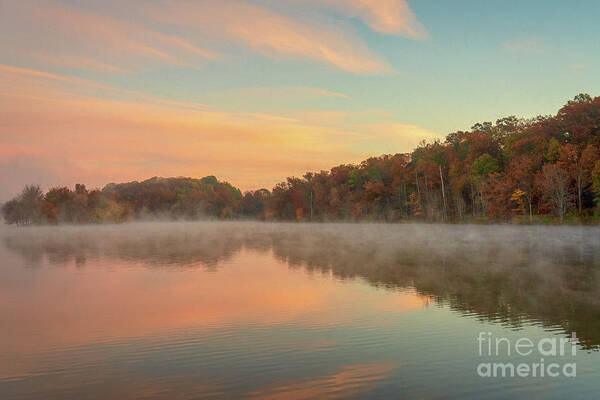 Lake Art Print featuring the photograph Autumn sunrise by Izet Kapetanovic