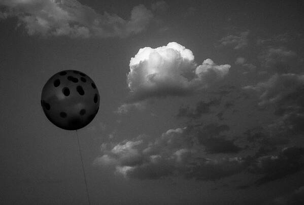 Dotted Balloon Art Print featuring the photograph Balloon Vs Cloud by Prakash Ghai