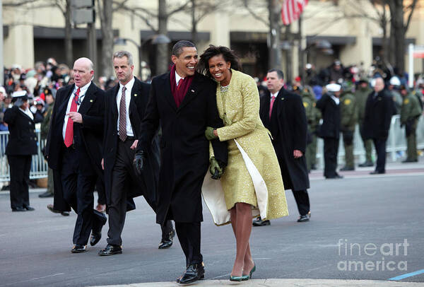 Following Art Print featuring the photograph Barack Obama Is Sworn In As 44th by Pool