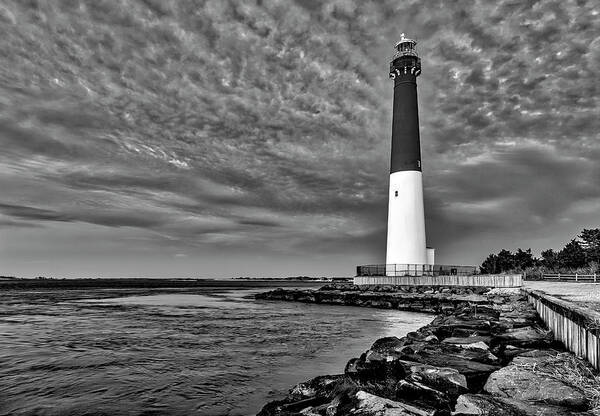 Barnegat Light Art Print featuring the photograph Barnegat Lighthouse Afternoon BW by Susan Candelario