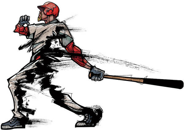 Recreational Pursuit Art Print featuring the digital art Baseball Player Holding Bat, Side View by Eastnine Inc.