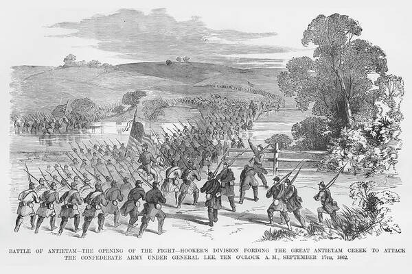 Antietam Art Print featuring the painting Battle of Antietam by Frank Leslie
