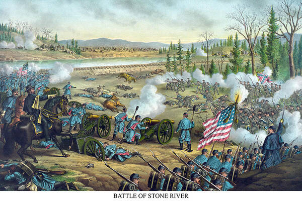 Confederate Art Print featuring the painting Battle of Stone River or Murfreesboro by Kurz & Allison