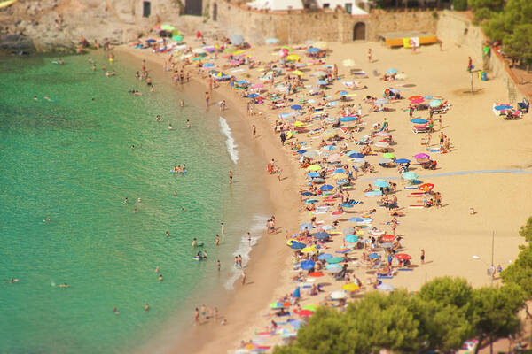 Water's Edge Art Print featuring the photograph Beach View With People From Above by Artur Debat