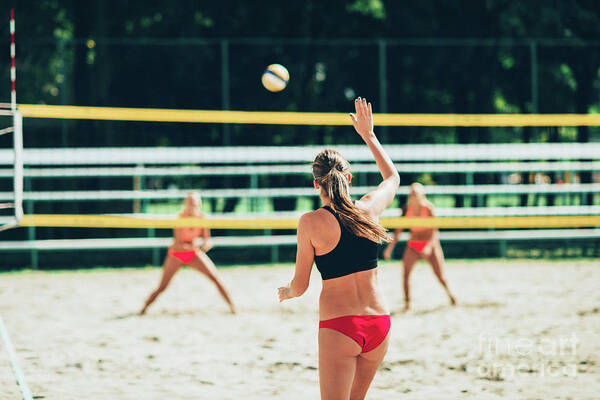 Beach Volleyball Art Print featuring the photograph Beach Volleyball by Microgen Images/science Photo Library