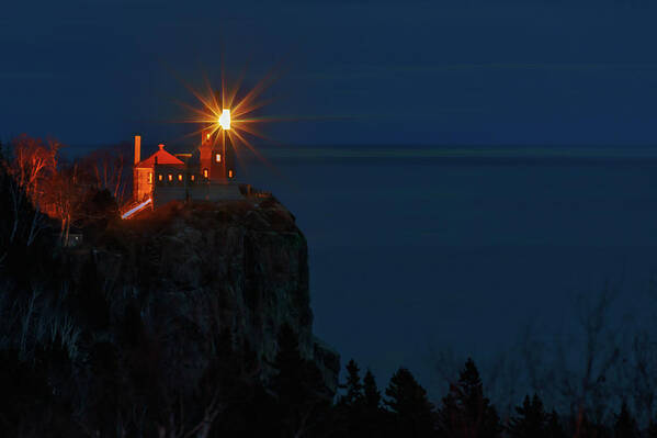 Lighthouse Art Print featuring the photograph Beacon in the Night by Susan Rissi Tregoning
