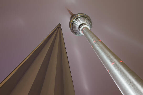 Berlin Art Print featuring the photograph Berlin Tv Tower At Night by Siegfried Layda