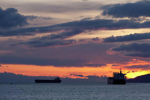 Scenics Art Print featuring the photograph Big Boat Silhouettes by Visualcommunications Scenics Art Print featuring the photograph Big Boat Silhouettes by Visualcommunications