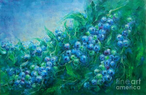 Blueberries Art Print featuring the painting Blueberry Fields Forever by Dan Campbell