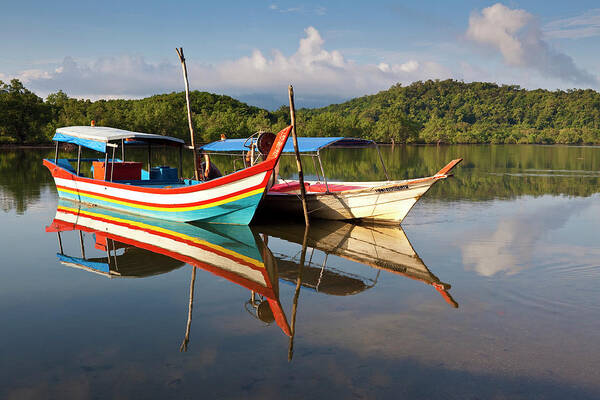 Southeast Asia Art Print featuring the photograph Boats On Lagoon, Tanjung Rhu by Richard I'anson