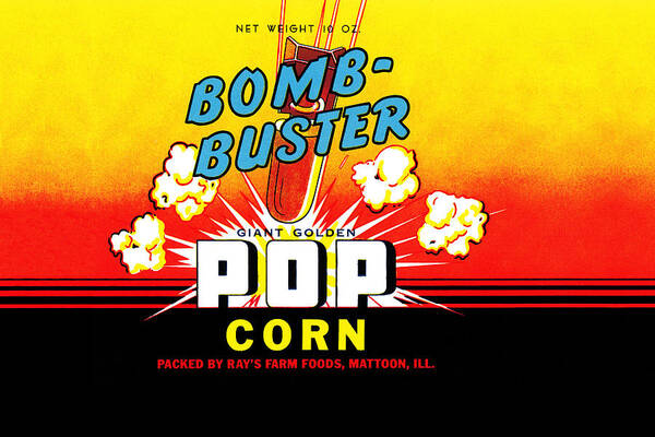 Popcorn Art Print featuring the painting Bomb-Buster Popcorn by Unknown