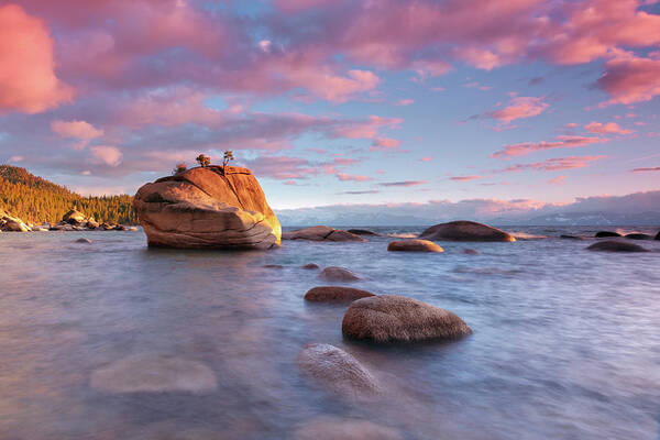 Tranquility Art Print featuring the photograph Bonsai Rock, Lake Tahoe by Ropelato Photography; Earthscapes