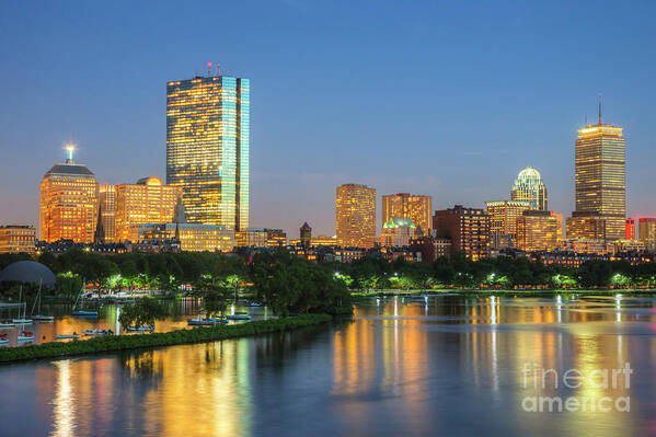Clarence Holmes Art Print featuring the photograph Boston Night Skyline II by Clarence Holmes