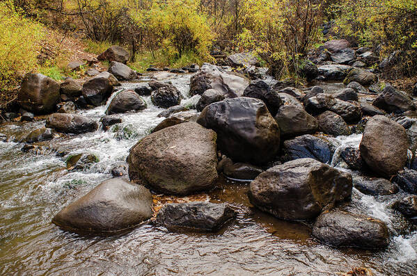 Nature Art Print featuring the photograph Boulders in Creek by Jeff Phillippi