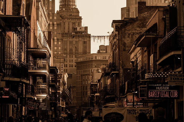 Photo Art Print featuring the photograph Bourbon Street in Sepia by Jason Hughes