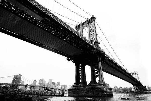 Lower Manhattan Art Print featuring the photograph Bridges by Blackwaterimages