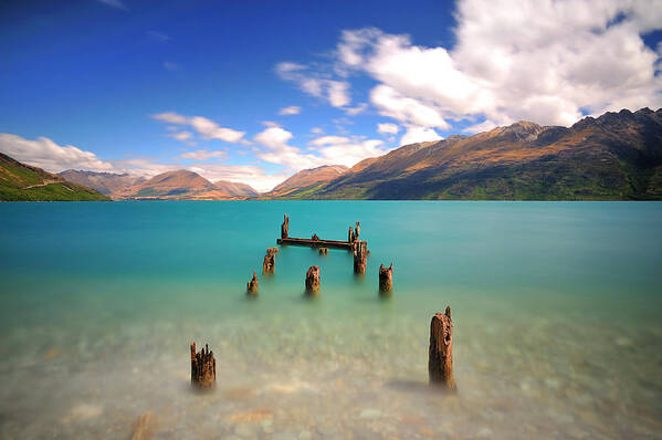 Tranquility Art Print featuring the photograph Broken Pier At Sea by Photography By Anthony Ko
