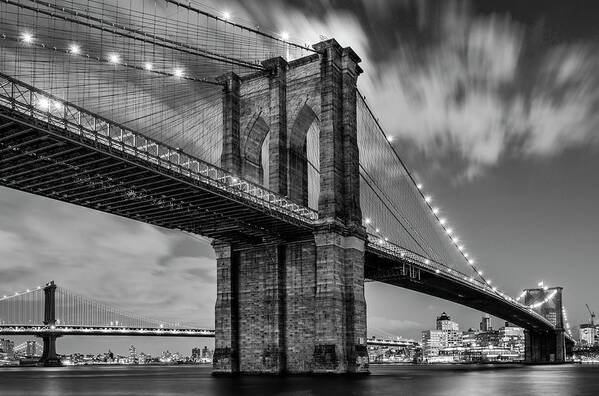 Brooklyn Bridge Art Print featuring the photograph Brooklyn Bridge and Clouds by Randy Lemoine