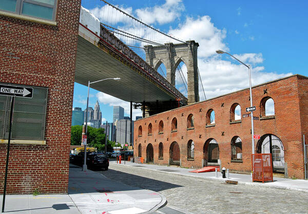 Lower Manhattan Art Print featuring the photograph Brooklyn Bridge As Seen From Water by Jaylazarin