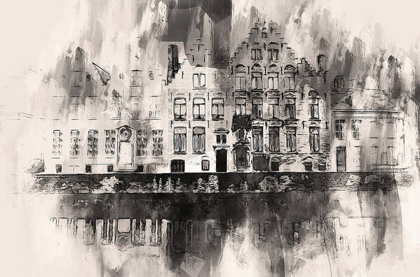 Belgium Art Print featuring the painting Bruges, Belgium - 09 by AM FineArtPrints