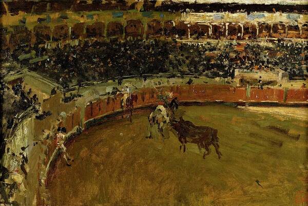 Bullfight Art Print featuring the painting 'Bullfight', ca. 1869, Spanish School, Oil on canvas, 30,3 cm x 46,2 cm... by Mariano Fortuny y Marsal -1838-1874-