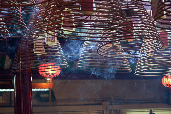 Chinese Culture Art Print featuring the photograph Burning Incense Coils, Hong Kong by Oscar Tarneberg