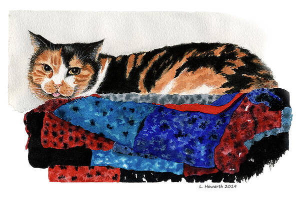 Cat Art Print featuring the painting Calico Cutie by Louise Howarth