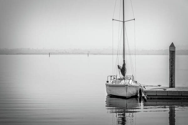 Boat Art Print featuring the photograph Calm BW by Bill Chizek