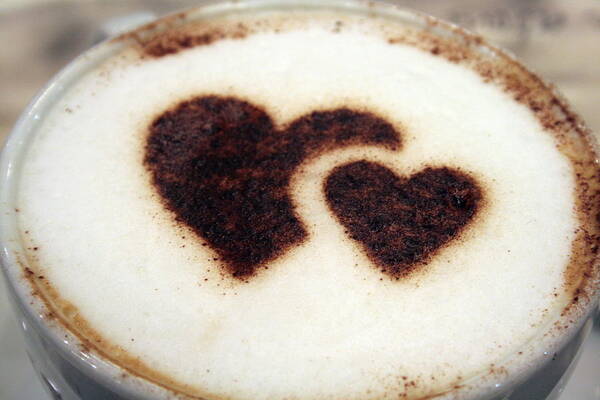 Milk Art Print featuring the photograph Cappuccino With Heart by Bob Balmer Images