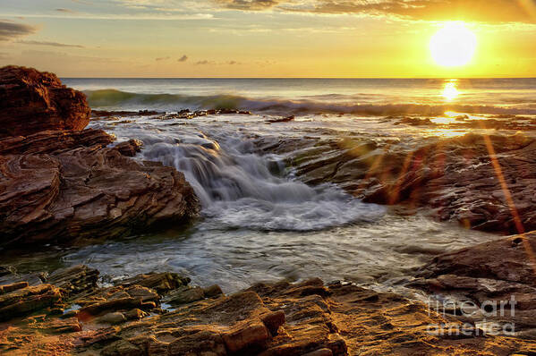 Cascading Art Print featuring the photograph Cascading Sunset at Crystal Cove by Eddie Yerkish