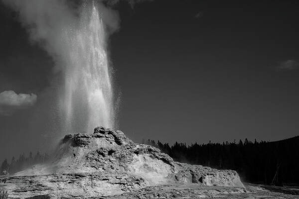 Castle Art Print featuring the photograph Castle Geyser B/W by Jennifer Ancker