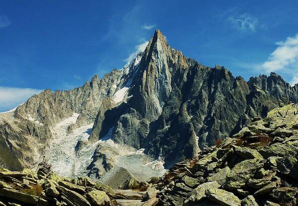 Tranquility Art Print featuring the photograph Chamonix Mont Blanc, Aiguille Verte by © Thierry Llansades