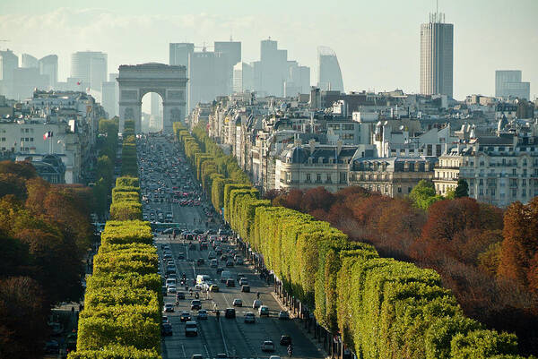 Outdoors Art Print featuring the photograph Champs Elysées Seen Of Top by Jean Marc Romain