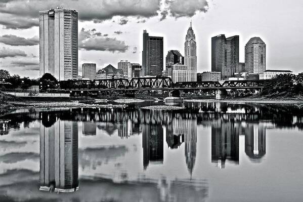 Columbus Art Print featuring the photograph Charcoal Columbus Mirror Image by Frozen in Time Fine Art Photography