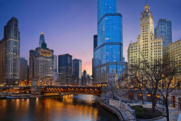 Cityscape Art Print featuring the photograph Chicago Riverside. Image Of Chicago by Rudi1976