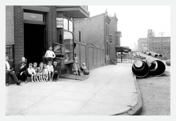 Children Art Print featuring the painting Children On Stoop, Philadelphia, PA by Unknown