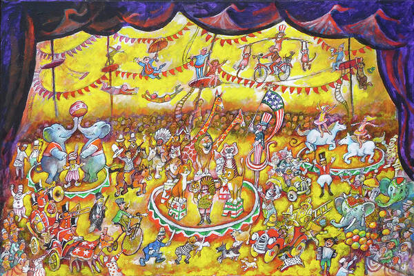 Circus 3 Ring Memories Art Print featuring the painting Circus 3 Ring Memories by Bill Bell
