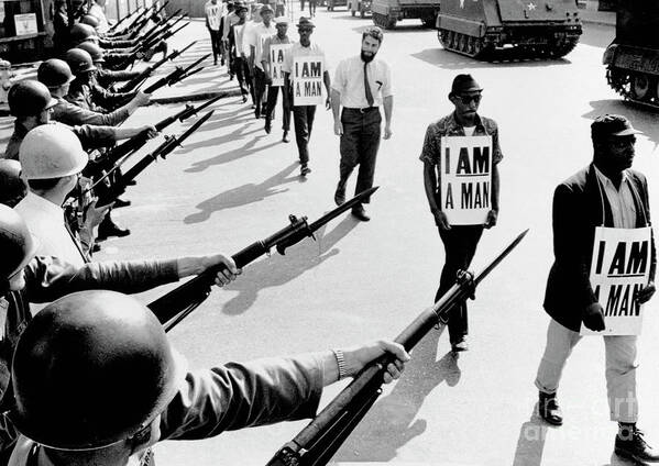 Marching Art Print featuring the photograph Civil Rights Marchers With I Am A Man by Bettmann
