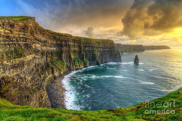 Big Art Print featuring the photograph Cliffs Of Moher At Sunset Co Clare by Patryk Kosmider